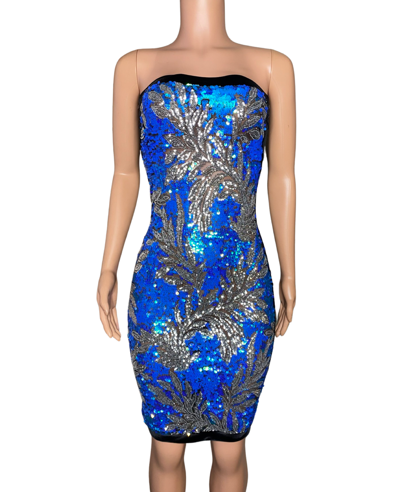 knee length bandeau dress Champagne/beige knee length bandeau bodycon dress