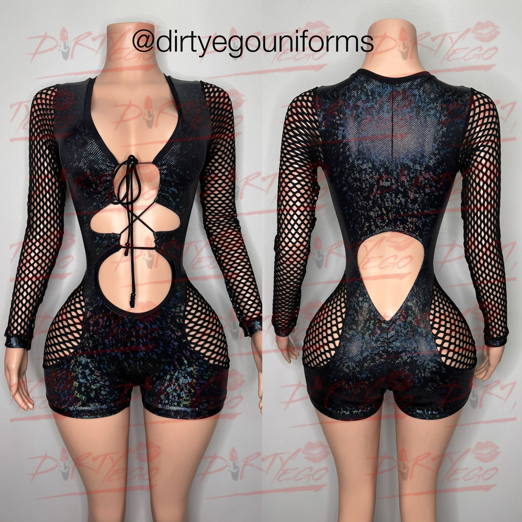 Tiffany-shattered romper/net