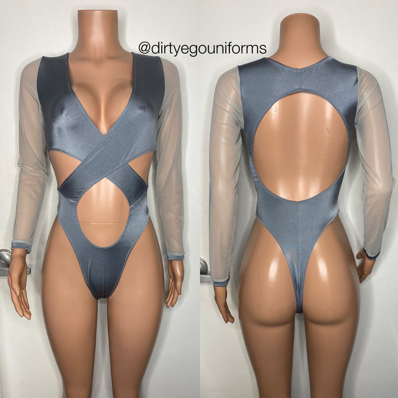 Cross top bodysuit w/ thong back