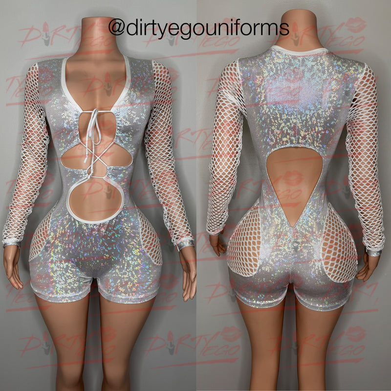 Janelle-shattered romper/net