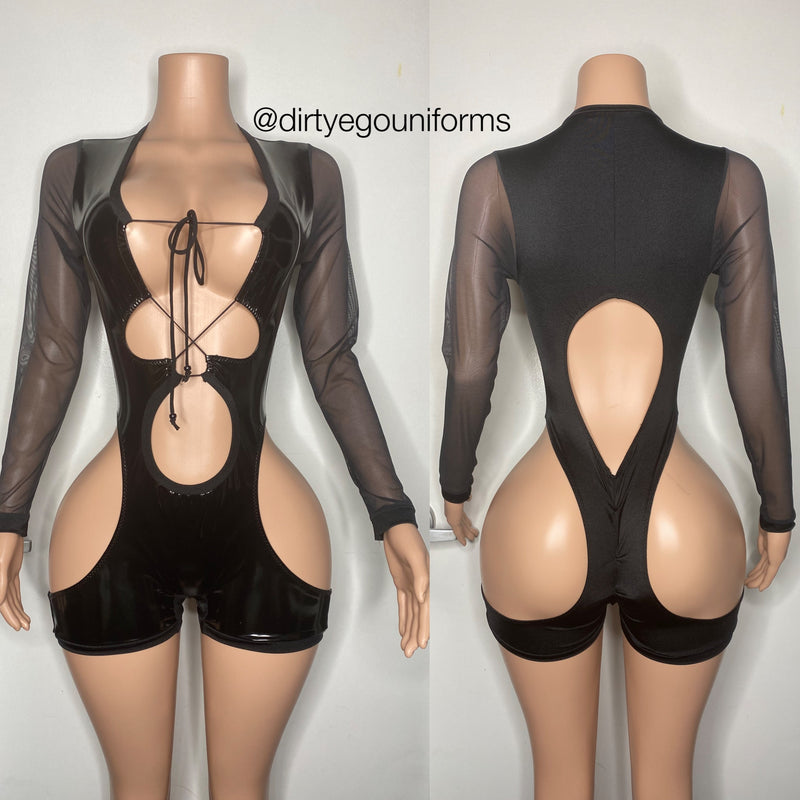 Latex open hip romper