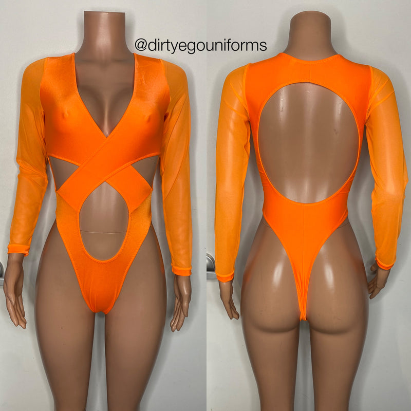 Cross top bodysuit w/ thong back