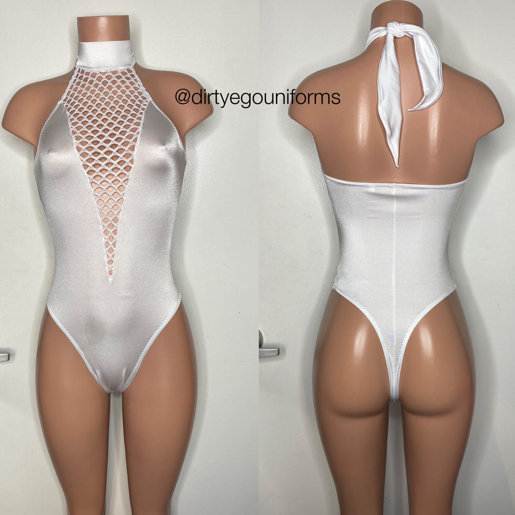 Net front halter style bodysuit/bartender/waitress uniform