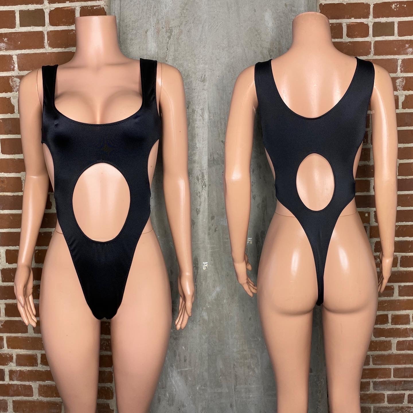 Cutout bodysuit with thong back. Bartender/waitress/bottle girl
