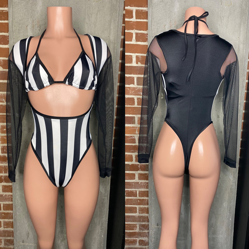 Referee bodysuit with matching bra top