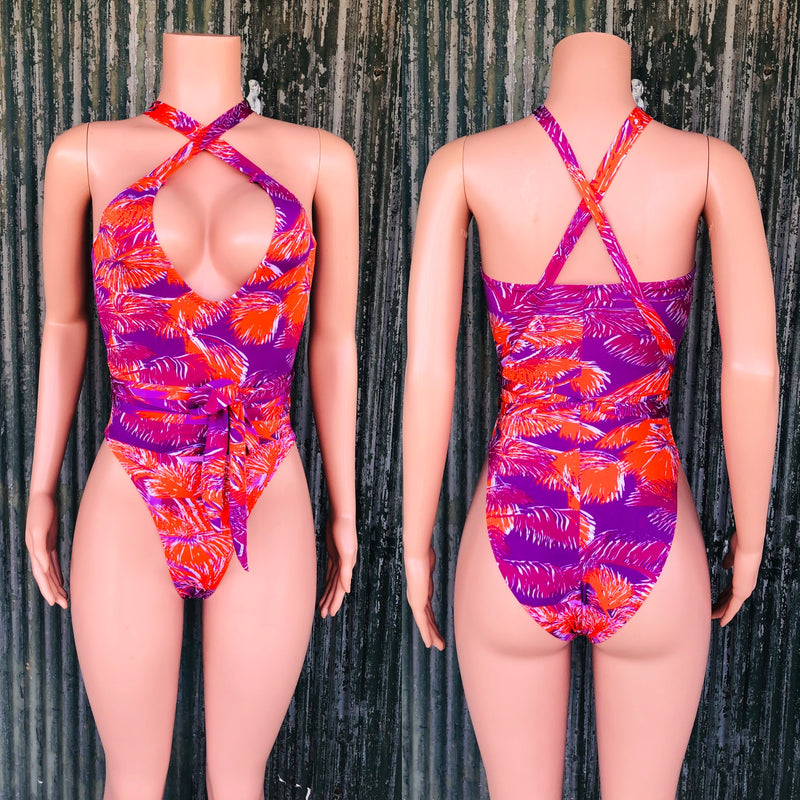 Palm print convertible swimsuit  XS-S