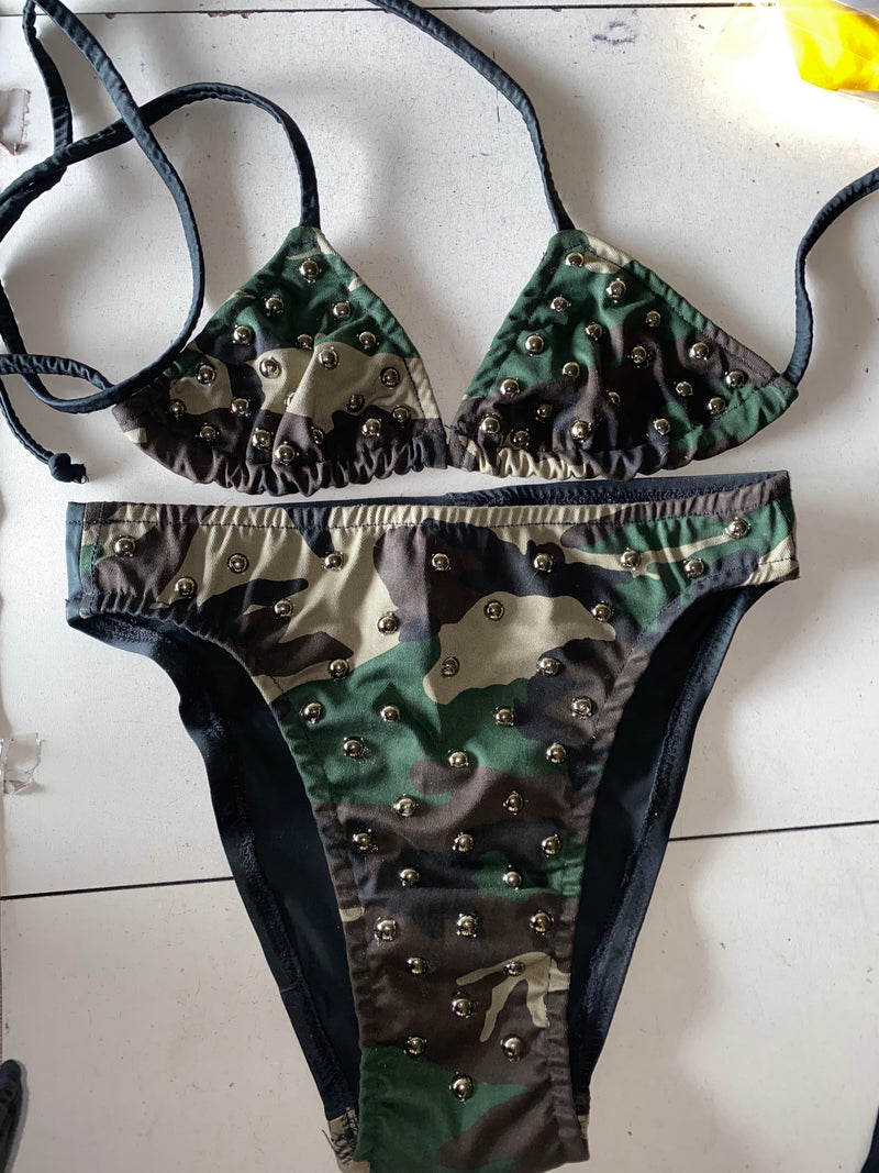 Camouflage high cut bikini   XS