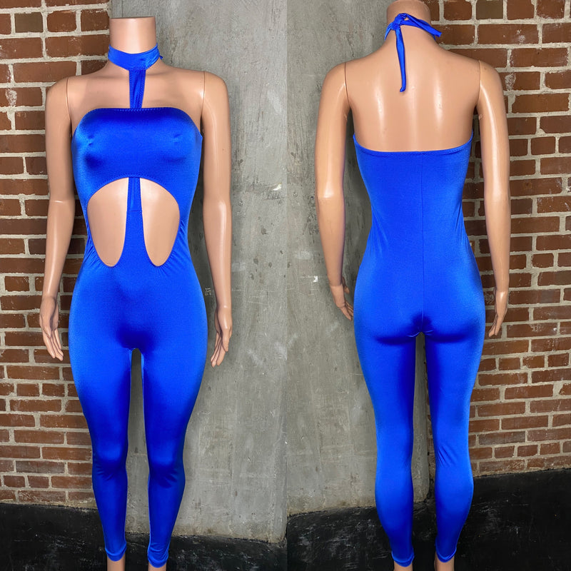 Tie neck Bandeau jumpsuit with open stomach. Bartender/waitress/bottle girls uniforms