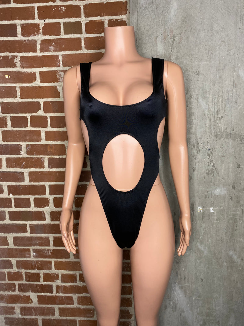 Cutout bodysuit with thong back. Bartender/waitress/bottle girl uniforms