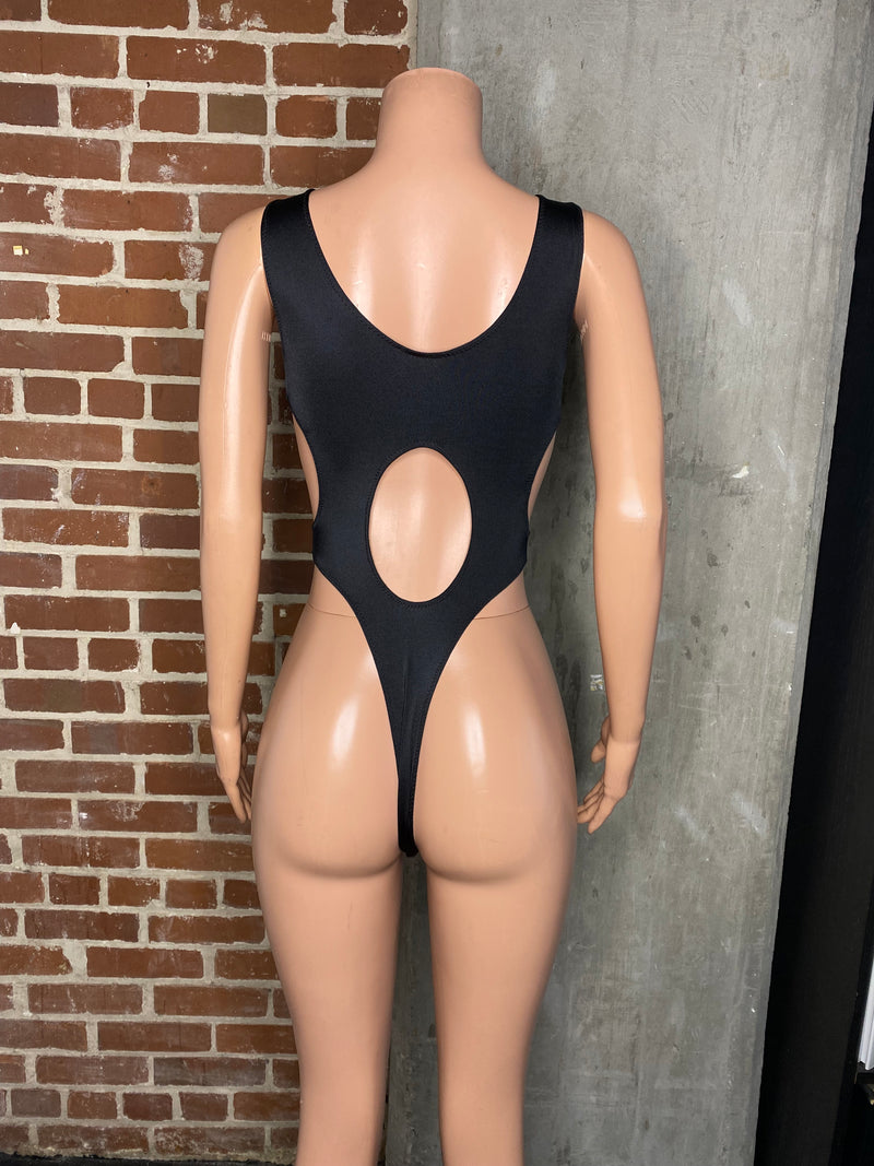Cutout bodysuit with thong back. Bartender/waitress/bottle girl uniforms