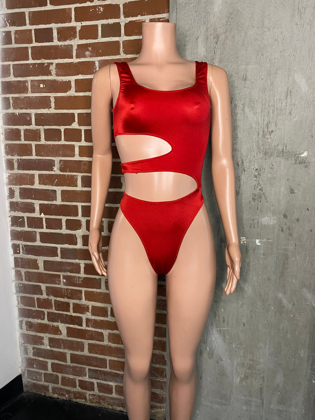 Open side cut out bodysuit with thong back