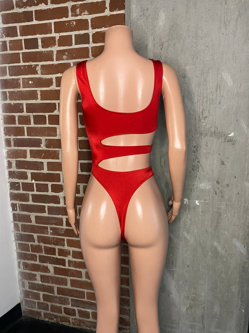 Open side cut out bodysuit with thong back