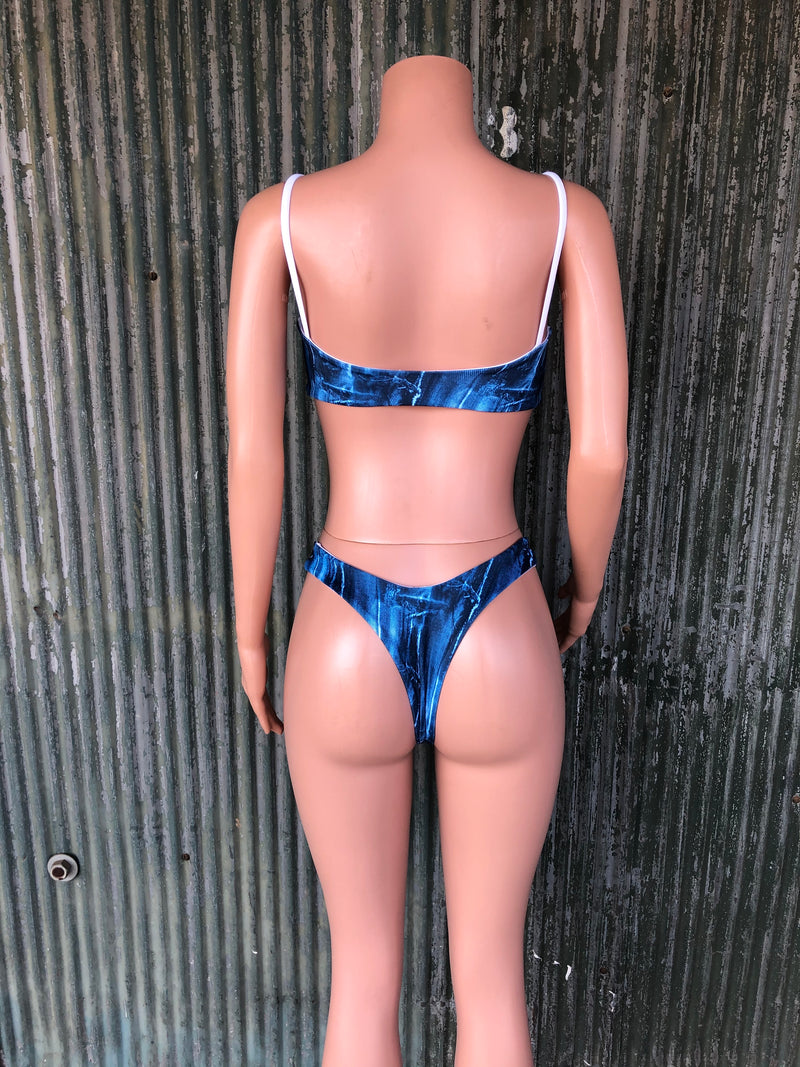 Ripped denim reversible bikini