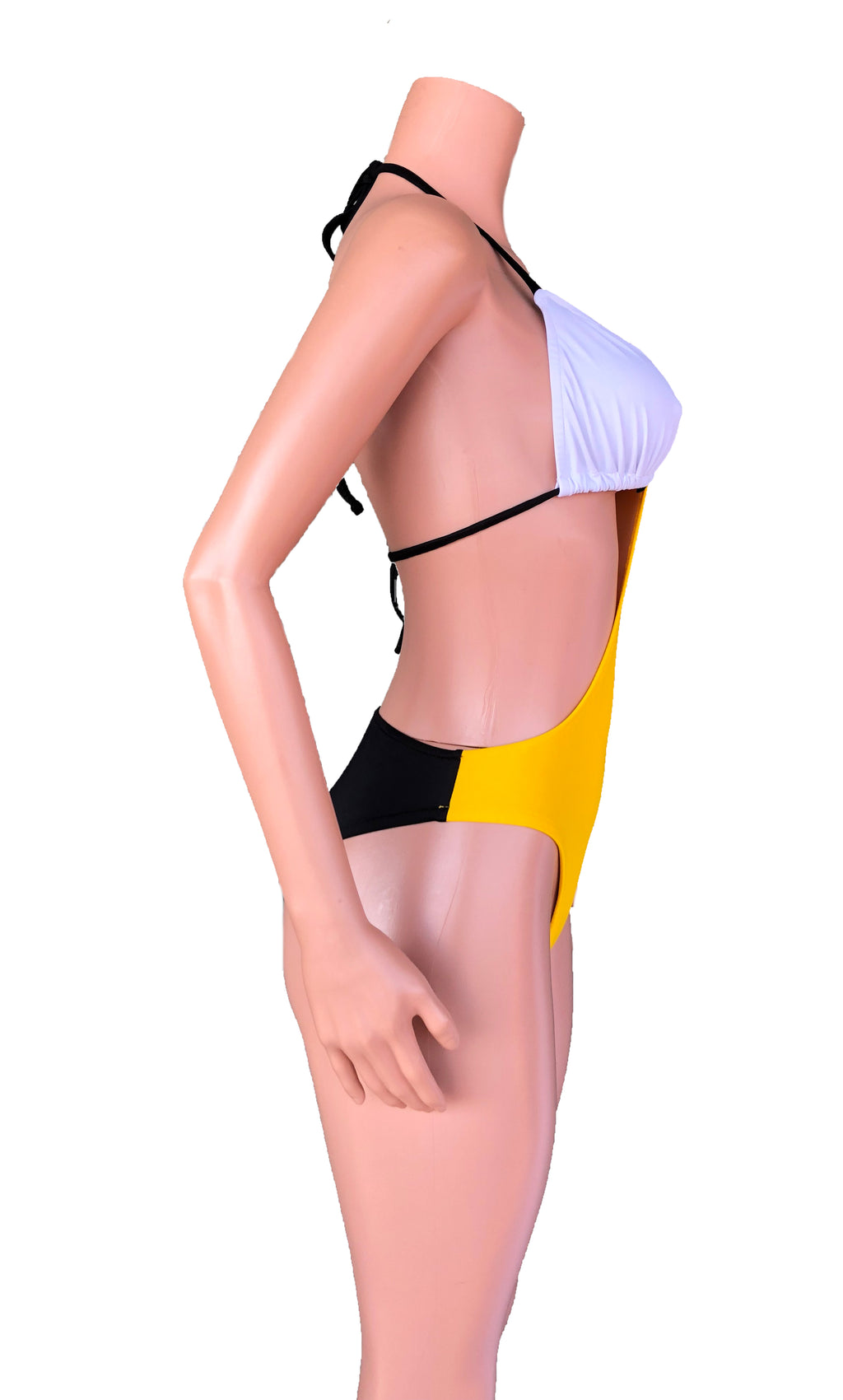 Colorblock high cut swimsuit