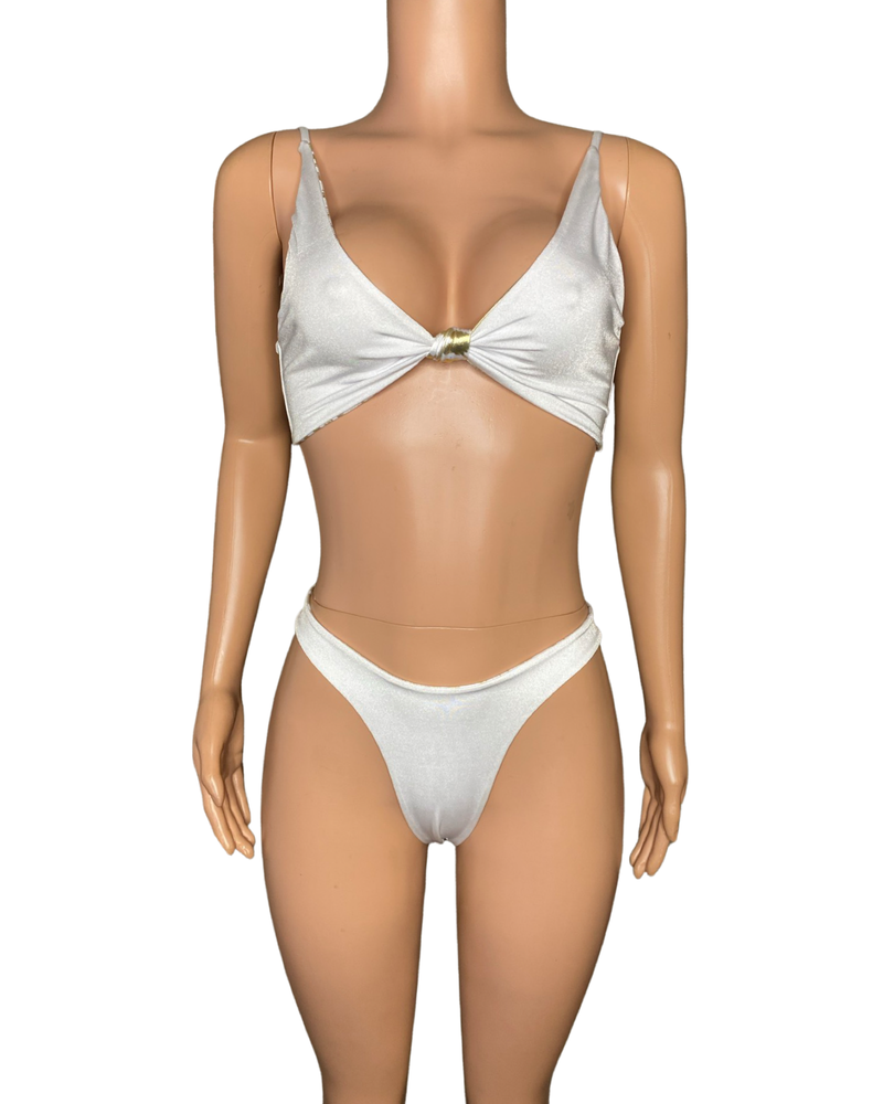 Snow leopard knot front bikini