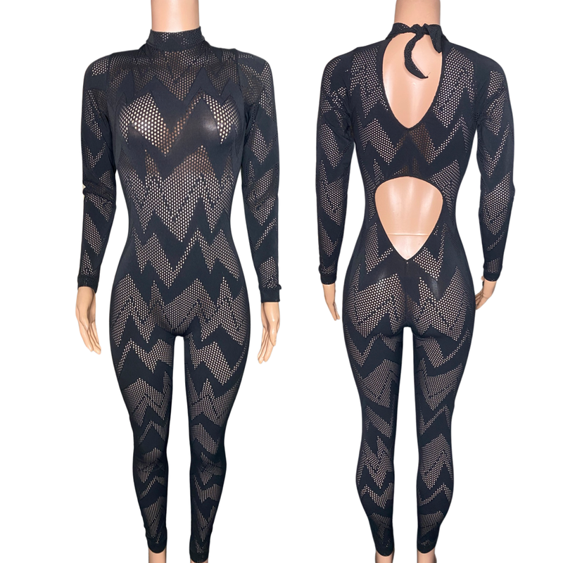 Zig zag mesh jumpsuit