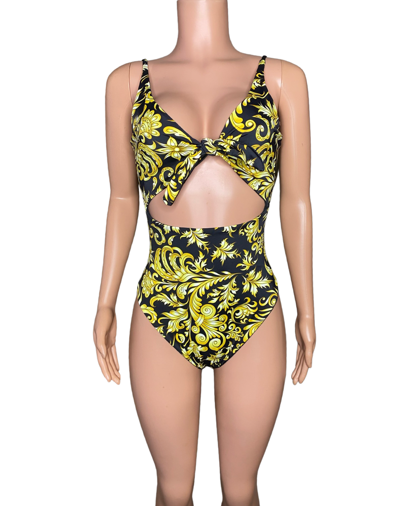 Baroque tie front monokini