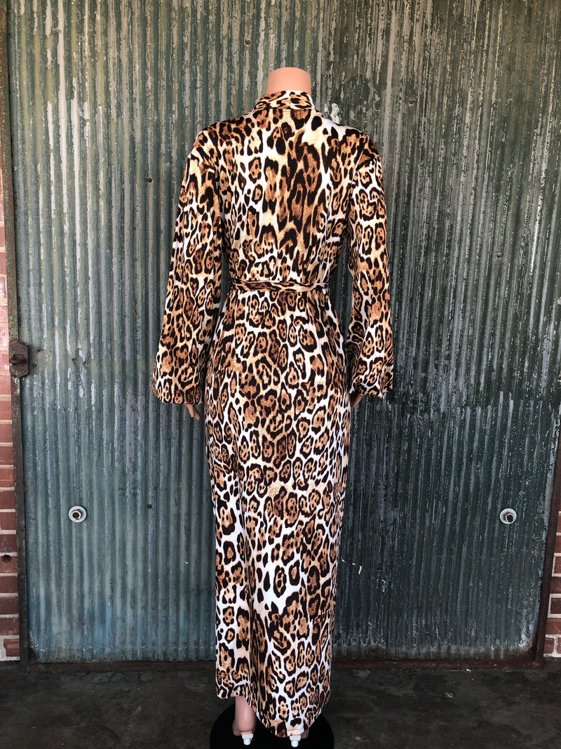 Leopard bell sleeve robe
