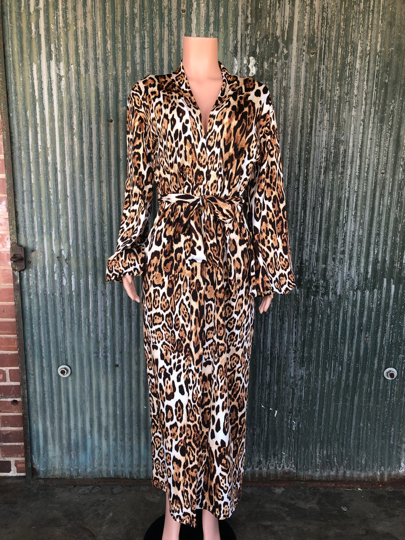 Leopard bell sleeve robe