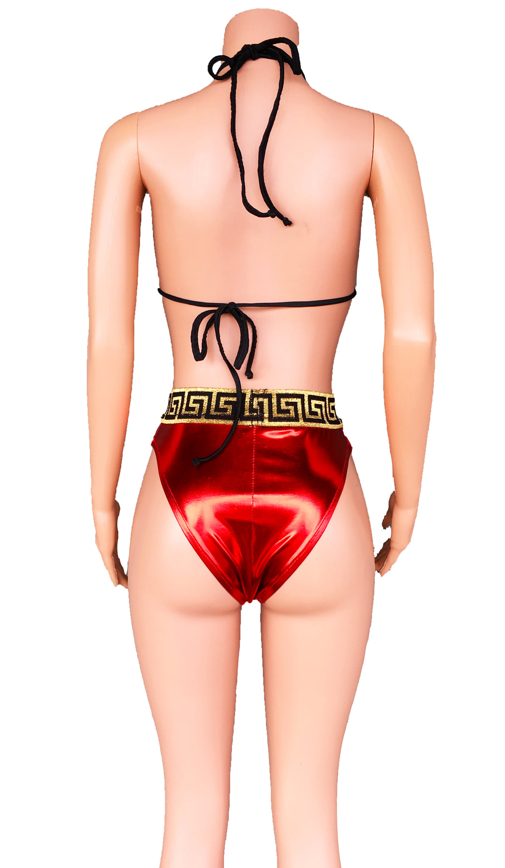 Metallic greek key high cut bikini  S&L