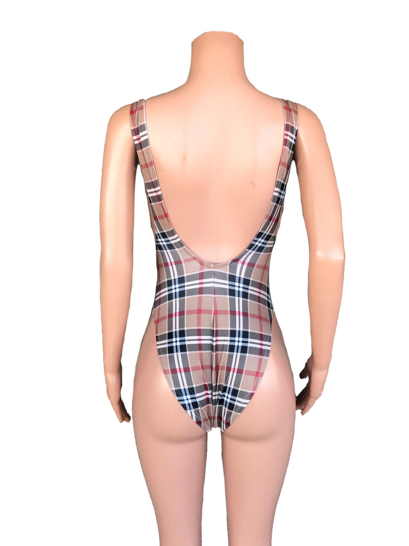 Tartan high cut monokini  XS