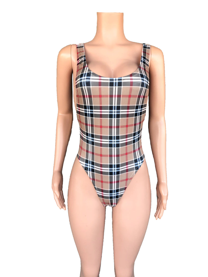 Tartan high cut monokini  XS