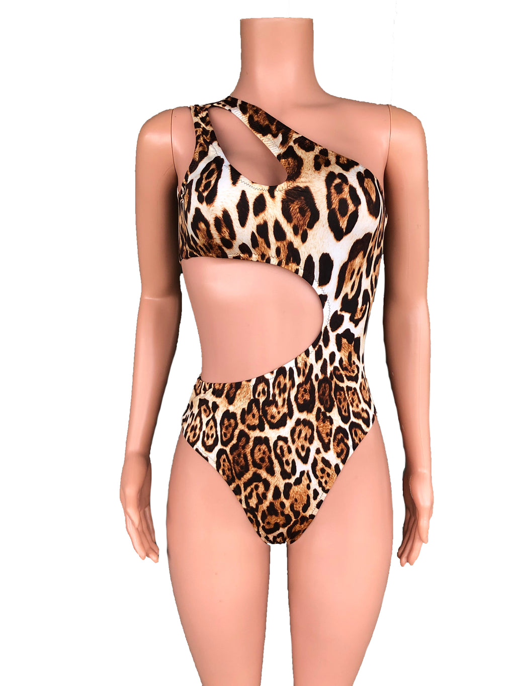 leopard cut out swimsuit